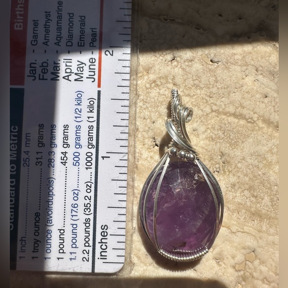 Sterling Silver Faceted Cut Natural Amethyst Necklace Pendant - Picture 6 of 9